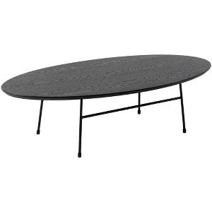 LeisureMod Rossmore Modern Oval Coffee Table with Black Steel Frame - 1 of 4