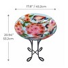 Teamson Home 17.8" Round Floral Fusion Glass Birdbath & Stand: Freestanding Design, 20.94" Height, Easy Assembly - 3 of 4