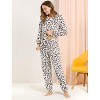 Allegra K Women's Winter Flannel Long Sleeve Nightwear Top and Pants Pajama Sets - 3 of 4