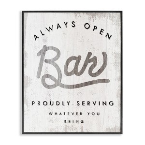 Stupell Industries Always Open BYOB Bar Sign Funny Drinking Phrase Framed Giclee Art, Black, 11" x 14" - 1 of 4