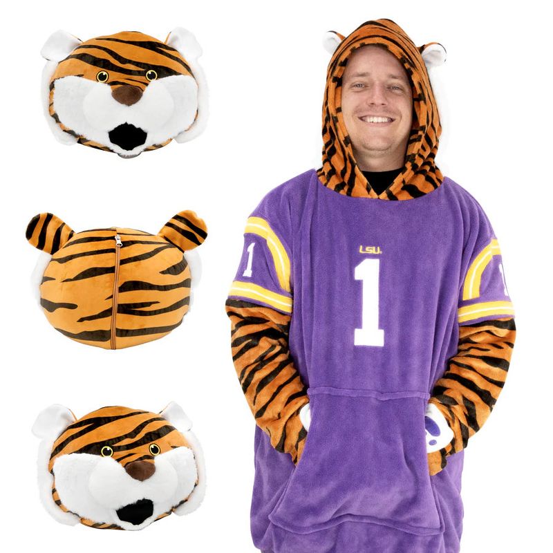 Louisiana State University (LSU) Mike the Tiger Snugible Blanket Hoodie & Pillow, 1 of 10