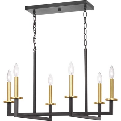 Graphite and Satin Brass 6-Light Linear Chandelier
