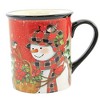 4.25 In Christmas Lodge Snowman Mug Pine Trees Birds Beverage Mugs - 3 of 4