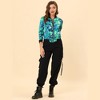 INSPIRE CHIC Women's Stand Collar Floral Prints Zip Up Lightweight Short Jacket - 3 of 4