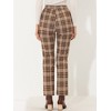 Allegra K Women's Plaid Tartan High Waisted Button Casual Pants - 3 of 4