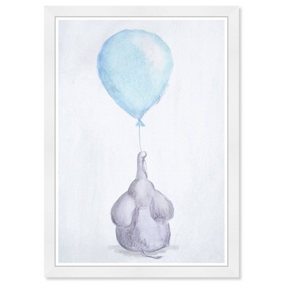 15" x 21" My Blue Balloon Animals Framed Art Print - Wynwood Studio: Modern Decor, Zoo Theme, White Frame