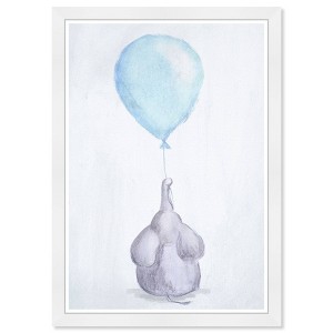 15" x 21" My Blue Balloon Animals Framed Art Print - Wynwood Studio: Modern Decor, Zoo Theme, White Frame - 1 of 4
