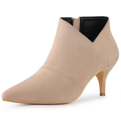 Perphy Women's Pointed Toe Cutout Kitten Heel Ankle Booties : Target