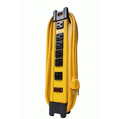 Woods Pro 4658 6 Outlet Metal Power Strip, 10 foot cord, Yellow