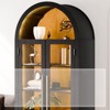 FONTOI Arched Shaped Storage Cabinet, 5-Tier Arched Bookcase with 3 Movable Shelves, Oak&Black, 30.7"*70.9"*15.7" - 3 of 4