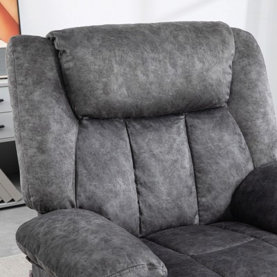 Charcoal Gray Velvet Swivel Recliner Chair with Metal Base