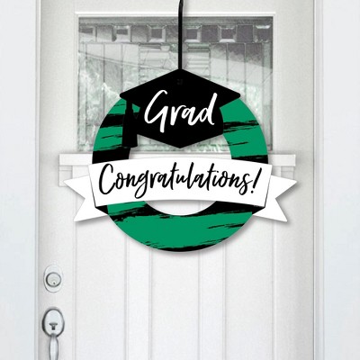 Big Dot of Happiness Green Grad - Best is Yet to Come - Outdoor Green Graduation Party Decor - Front Door Wreath