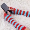 Allegra K Women's Stripe Print Knitted Fingerless Elbow Length Gloves Warmers One Size 1 Pair - 4 of 4