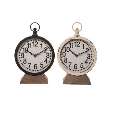VIP Metal 12.2 in. White Weathered Clock 2 Assorted