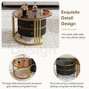 Nesting Coffee Table Set of 2, Brown Tempered Glass, High Gloss Marble Tabletop, 2 Drawers, Golden Frame, Round Center Table for Home, Office - 3 of 4