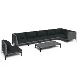 vidaXL Patio Lounge Set Outdoor Sectional Sofa Set Table Poly Rattan Dark Grey - 1 of 4