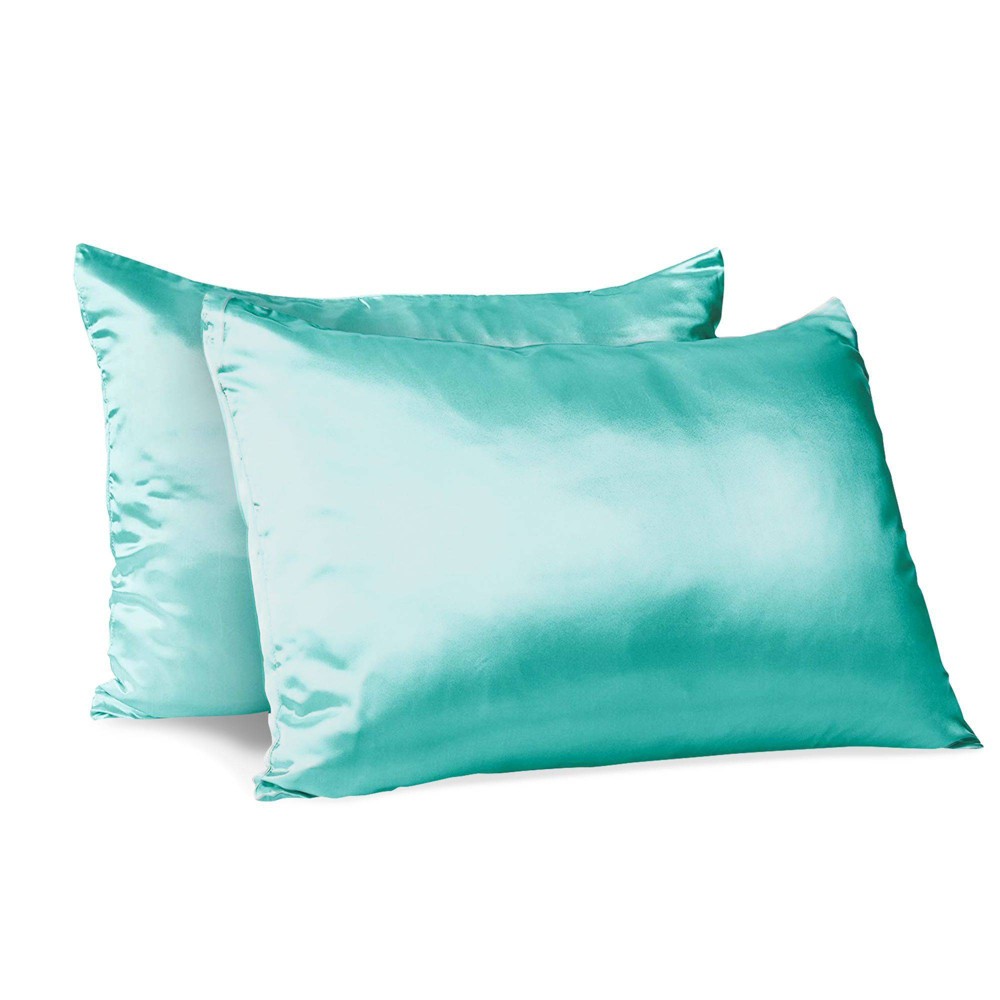 Photos - Pillowcase Morning Glamour Standard Satin Solid  Set Aqua