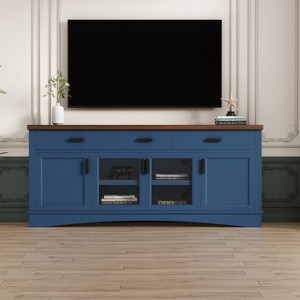 Lyngins 67" TV Stand with Glass Doors,Media Console for TVs up to 65",Entertainment Center with Drawers & Adjustable Shelves for Living Room - 1 of 4