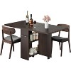 Coucheta 47.2'' Folding Dining Table, Drop Leaf Kitchen Table with 6 Wheels, 2-Tier Storage Shelf and Drawer, Space Saving Foldable Table - 4 of 4