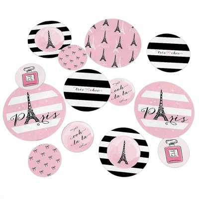 Big Dot of Happiness Paris, Ooh La La - Paris Themed Baby Shower or Birthday Party Giant Circle Confetti - Party Decorations - Large Confetti 27 Count