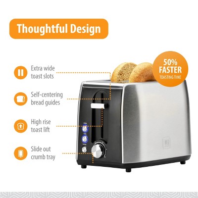 Stainless Steel Digital 2-Slice Long Slot Toaster with Crumb Tray