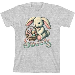 Sweets Bunny WIth Candy Basket   Boy's Crew Neck Short Sleeve Tee - 1 of 2