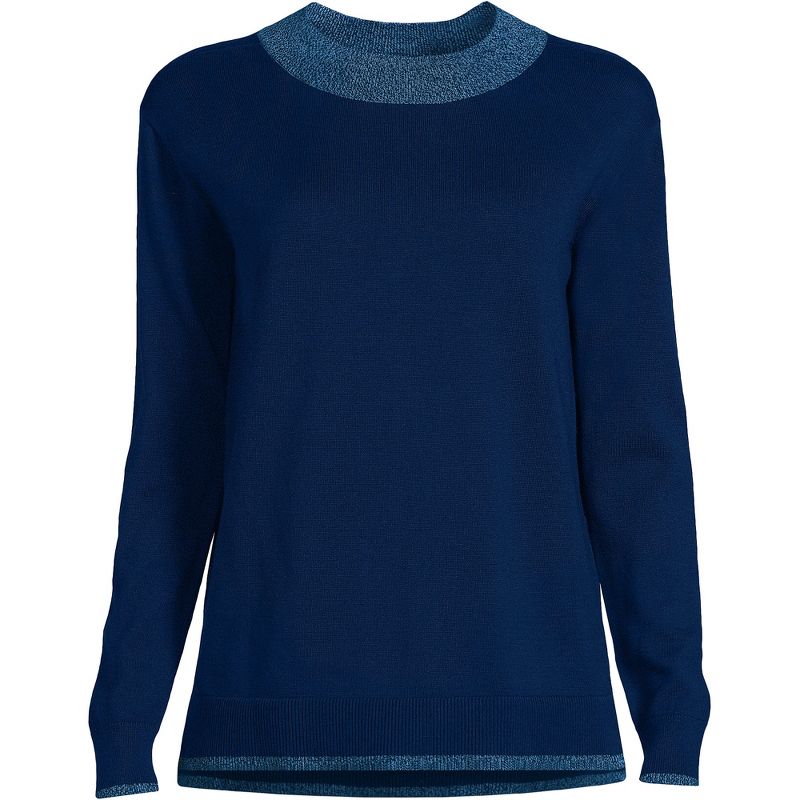 Lands' End Women's Fine Gauge Cotton Crewneck Sweater, 3 of 5