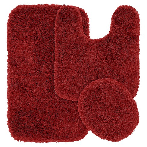 3pc Jazz Shaggy Washable Nylon Bath Rug Set Chili Pepper Red - Garland ...