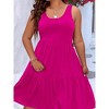 Coolmee Women Plus Size Casual U Neck Sleeveless Flowy Tiered Swing A Line Commuting Beach Midi Dress - 3 of 4