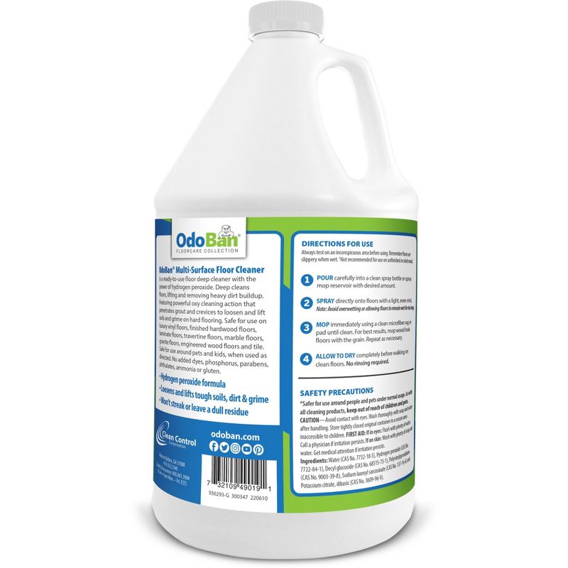 OdoBan Ready-to-Use Multi-Surface Floor Cleaner, Powerful Hydrogen Peroxide Formula, 1 Gallon, 2 of 3