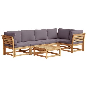 vidaXL Patio Lounge Set - Elegant Garden Sofa Set with Cushions - Acacia Wood 6-Piece Modular Outdoor Furniture for Patio, Deck, Garden - 1 of 4