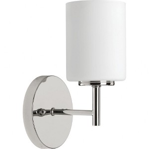 Progress Lighting Replay 1-Light Bath & Vanity Wall Light, Polished Nickel, Porcelain Shade - 1 of 4