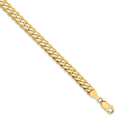 Black Bow Jewelry Mens 5.75mm 14k Yellow Gold Solid Beveled Curb Chain Bracelet