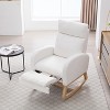 KWPZQEB Nursery Rocking Chair Teddy Upholstered Rocker Rocking Accent Chair Padded Seat Armchair with High Backrest & Adjustable Footstool - 2 of 4