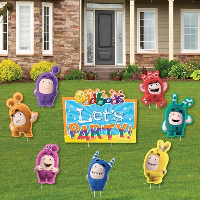 Oddbods x Big Dot of Happiness - Yard Sign and Outdoor Lawn Decorations - Kids Birthday Party Yard Signs - Set of 8