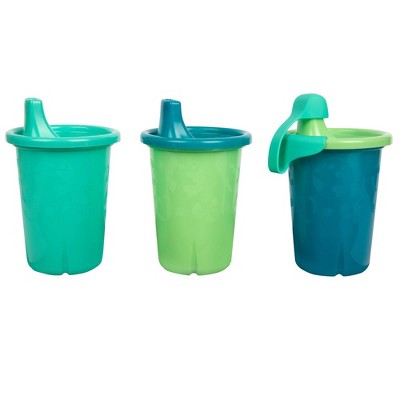 The First Years GreenGrown Reusable Spill-Proof Straw Cups - Toddler Cups with Straw - Blue/Yellow/Green - 6 Count