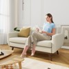 MUUEGM 65" Loveseat Couch Sofa| 2-Seat Memory Foam Futon Couch with Blue Linen Fabric, firm wooden frame - 3 of 4