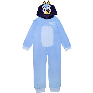 Bluey Little/Big Kids' One-Piece Unisex Hooded Union Suit Pajama - 1 of 3