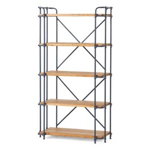 Christopher Knight Home Yorktown 66.75" 5-Shelf Industrial Bookcase Brown: Metal & Wood, Console Style, 250lb Capacity - 1 of 4