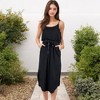 Anna-Kaci Women's Spaghetti Midi Dress with Satin Bow Tie Waist and Side Slits - 4 of 4