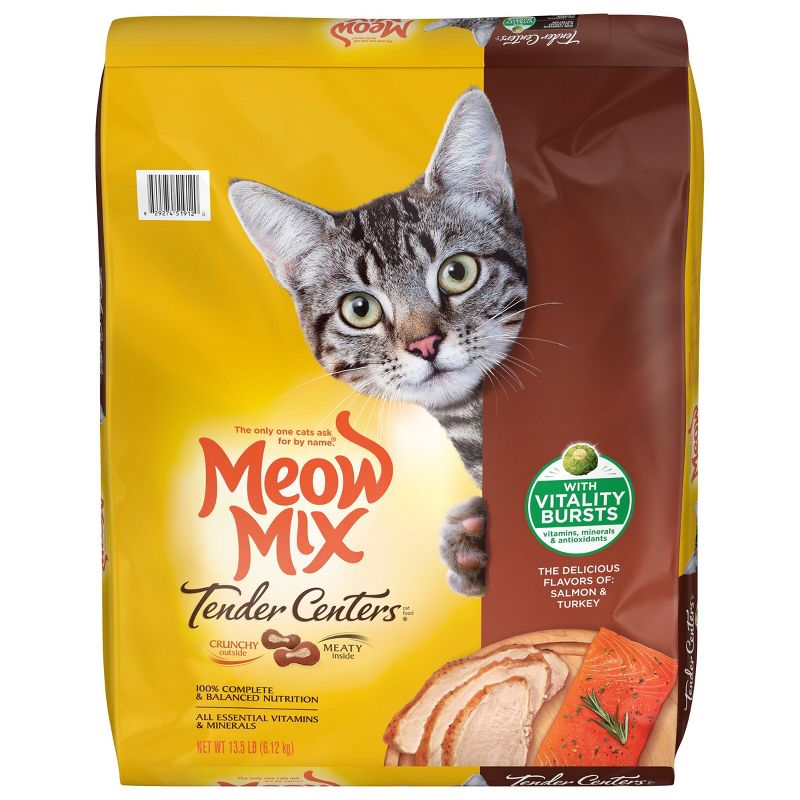 Meow Mix Tender Centers with Flavors of Salmon &#38; Turkey Adult Complete &#38; Balanced Dry Cat Food - 13.5lbs, 1 of 11