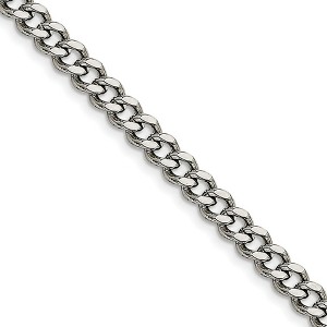 Black Bow Jewelry Men's 6.75mm Stainless Steel Heavy Flat Curb Chain Necklace - 1 of 4