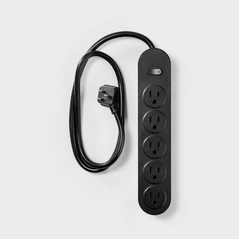 5 Outlet Power Strip 3' Cord Black - Heyday™ : Target