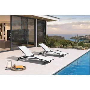 PURPLE LEAF Outdoor Chaise Lounge Chair Set of 2 Patio Pool Lounger Chairs with Wooden Armrest Sunbathing Tanning Recliner for Outside Backyard - 1 of 4