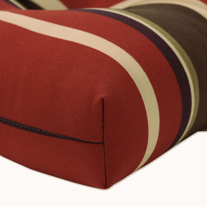2 Piece Outdoor Chair Cushion Set - Brown/Red Stripe - Pillow Perfect, 3 of 6