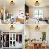 Semi Flush Mount Ceiling Light,Rattan Shade Pendant Light,3-Lights Boho Chandelier,Ceiling Light Fixture-The Pop Home - 2 of 4