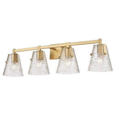 Analia Modern Gold 4-Light Vanity with Textured Glass Shades