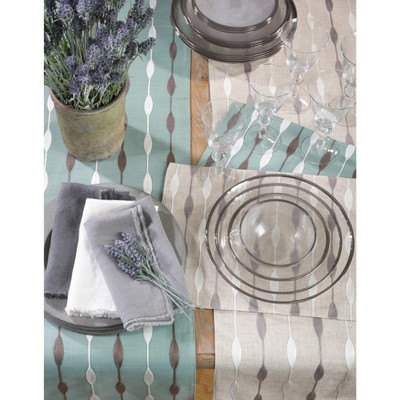 Natural Beige Polyester Embroidered Table Runner