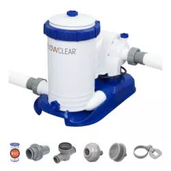 Bestway 58392E Flowclear 2500 GPH Water Filter Pump for Above-Ground Swimming Pools with Customizable Timer and Set of Adapters