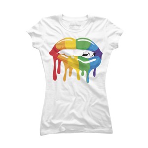 Adult Design By Humans Pride Vampire Melting Rainbow Lips By turtledojo T-Shirt - 1 of 2